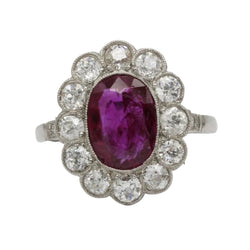 Bague Pompadour en platine, rubis et diamants - Castafiore