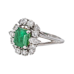 Bague Pompadour Or blanc Emeraude - Castafiore
