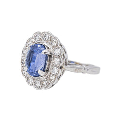Bague Pompadour Or blanc Saphir - Castafiore