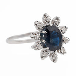 Bague Pompadour Or blanc Saphir - Castafiore