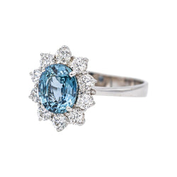 Bague Pompadour Or blanc Saphir - Castafiore