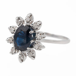 Bague Pompadour Or blanc Saphir - Castafiore
