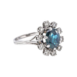 Bague Pompadour Or blanc Saphir - Castafiore