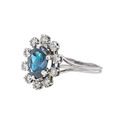 Bague Pompadour Or blanc Saphir - Castafiore