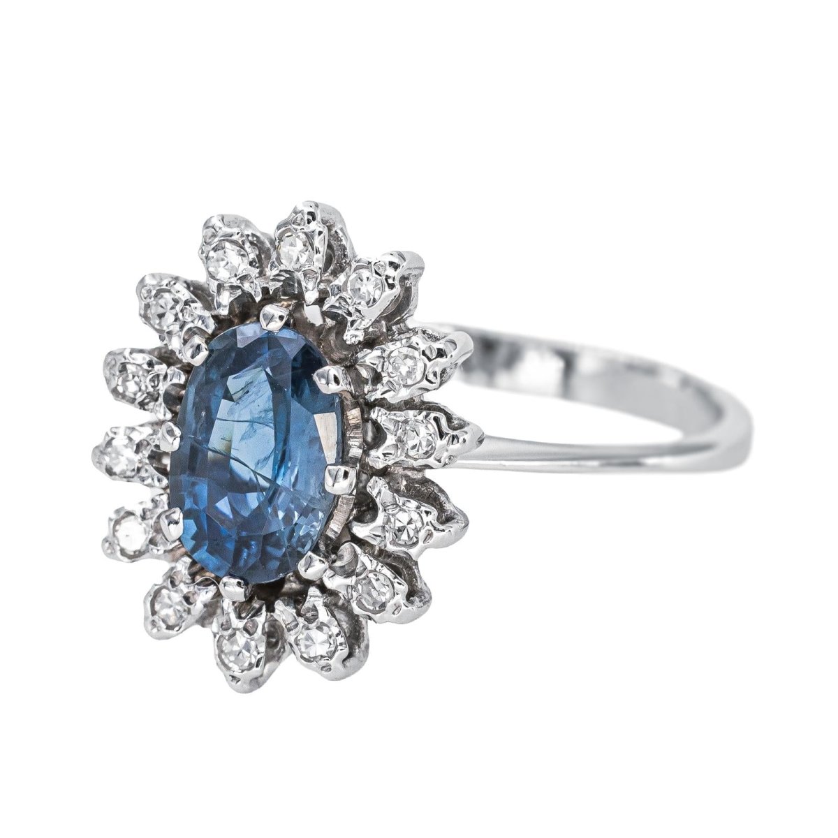 Bague Pompadour Or blanc Saphir - Castafiore