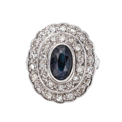 Bague Pompadour Or blanc Saphir - Castafiore