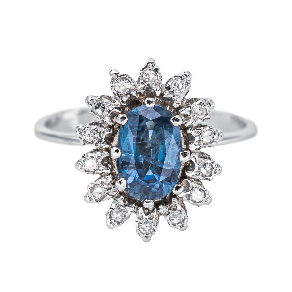 Bague Pompadour Or blanc Saphir - Castafiore