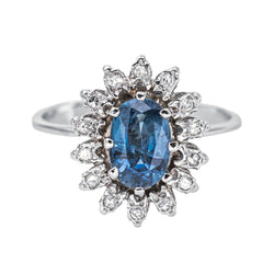 Bague Pompadour Or blanc Saphir - Castafiore