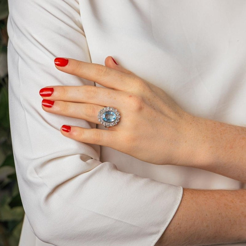 Bague Pompadour Or blanc Topaze - Castafiore