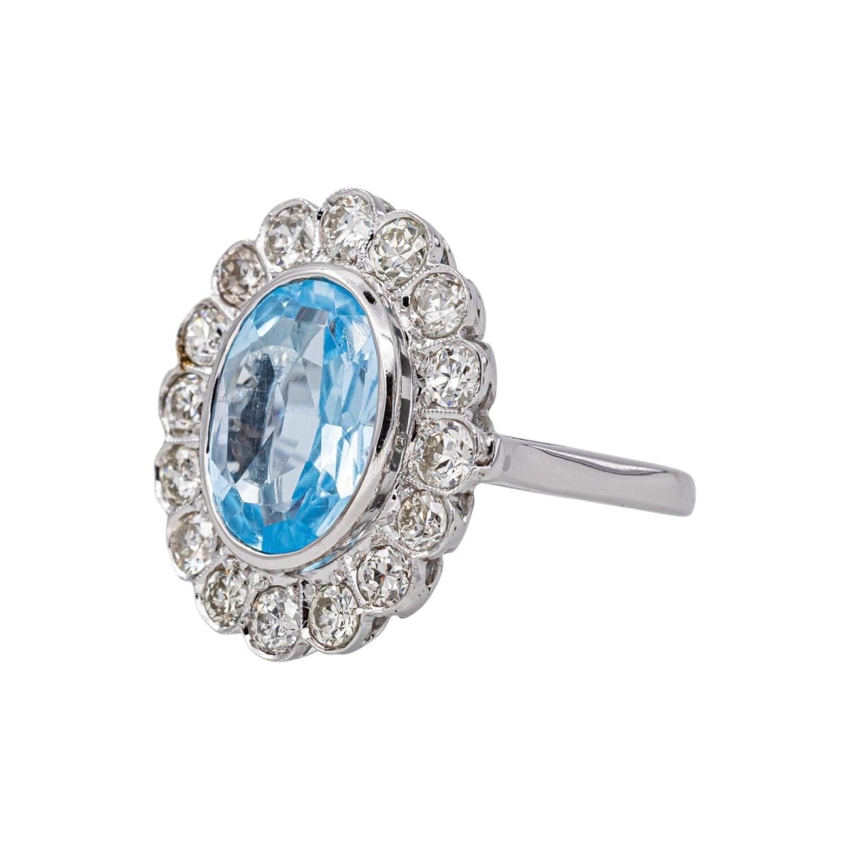 Bague Pompadour Or blanc Topaze - Castafiore