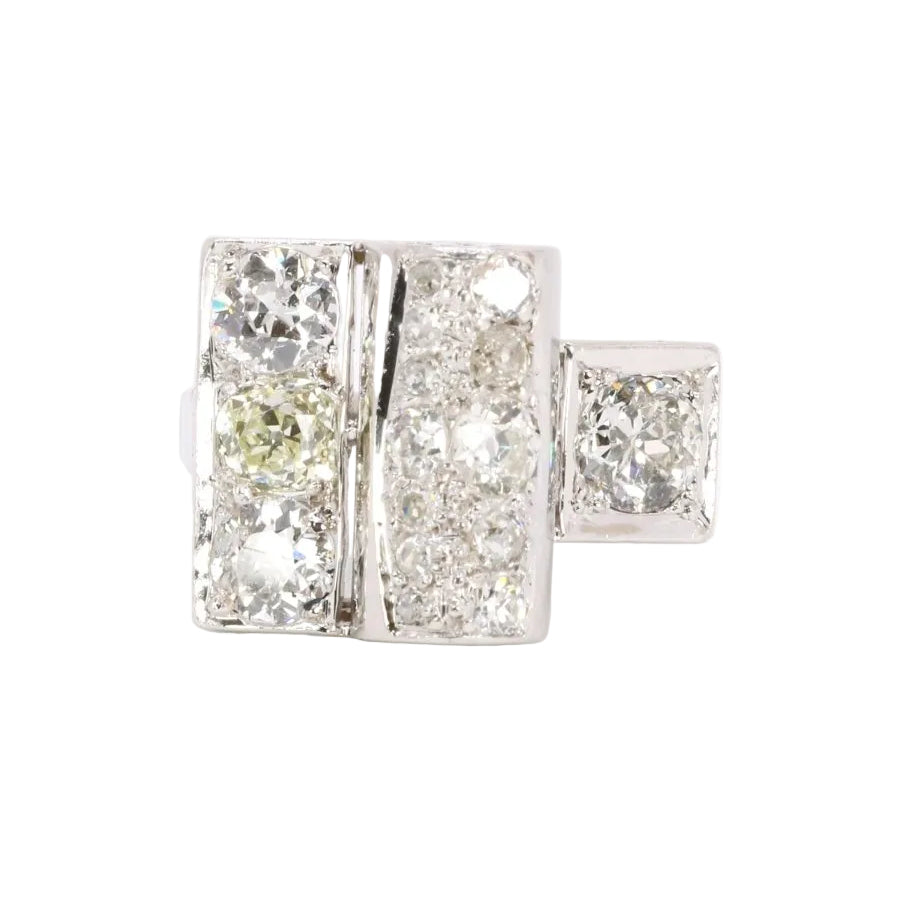Bague pont diamants taille ancienne - Castafiore