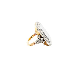 Bague portrait miniature en or jaune et argent avec diamants - Castafiore
