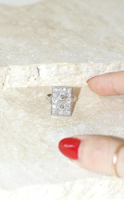 Bague Rectangulaire Art Déco Diamants 3,50 Cts - Castafiore