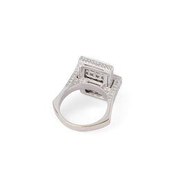 Bague Rectangulaire en or blanc et diamants - Castafiore