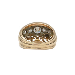 Bague RÉTRO bombée en or jaune et blanc et diamants - Castafiore
