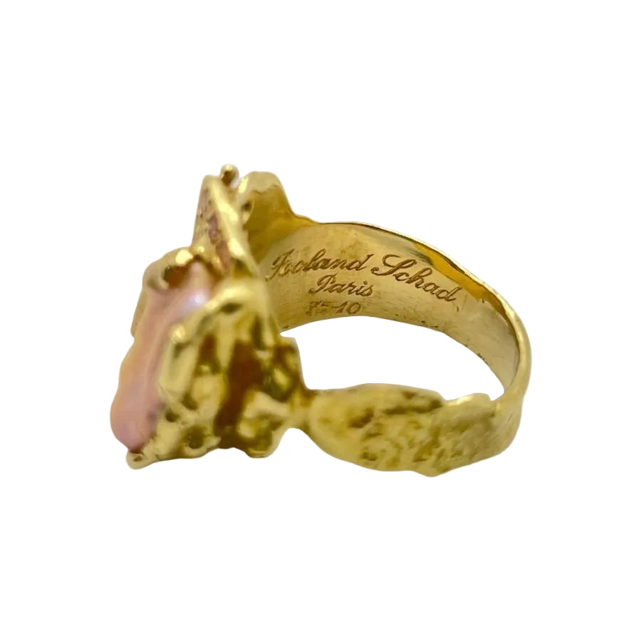 Bague ROLAND SCHAD en or jaune agate et grenats - Castafiore