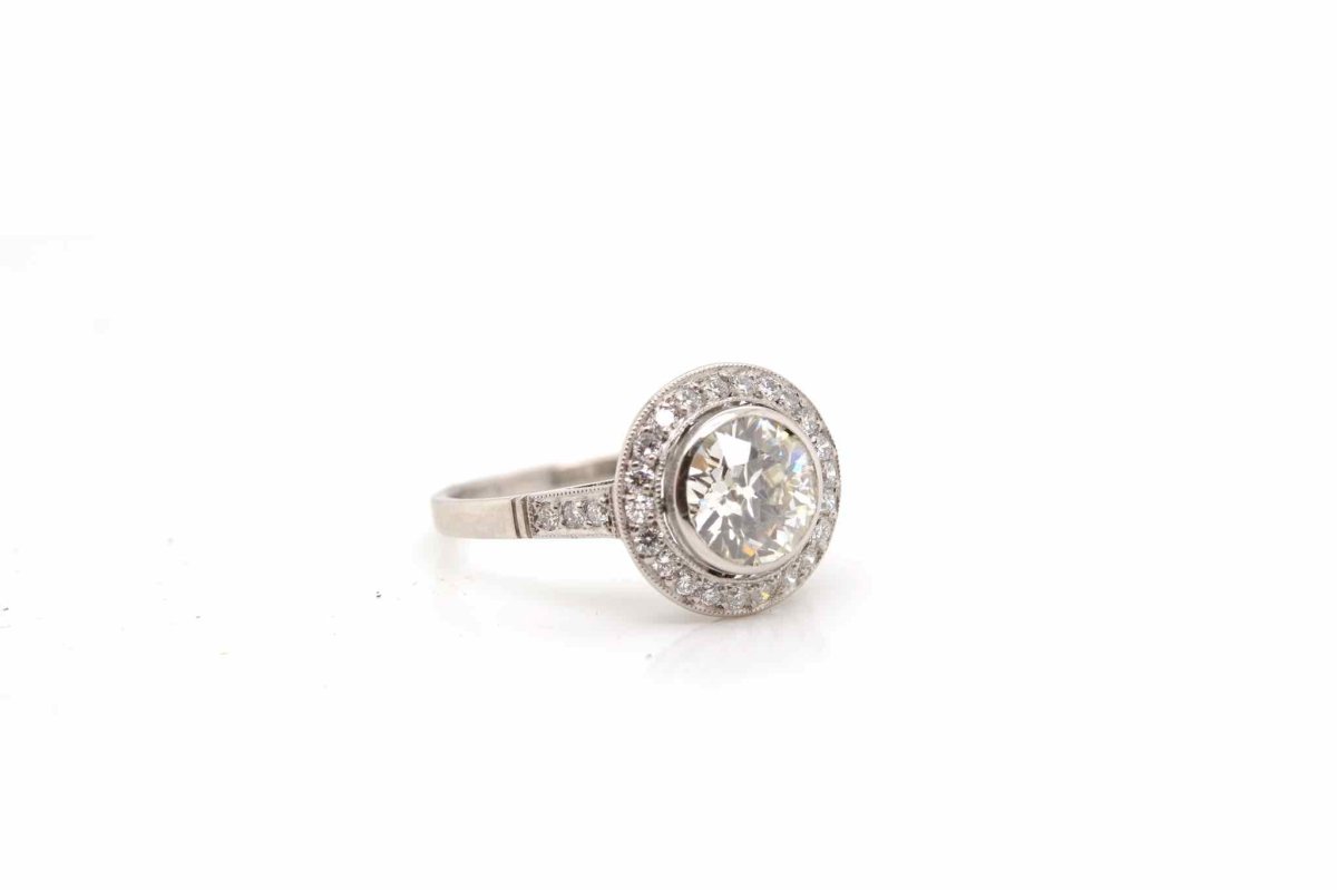 Bague ronde de style Art Déco en platine - Castafiore