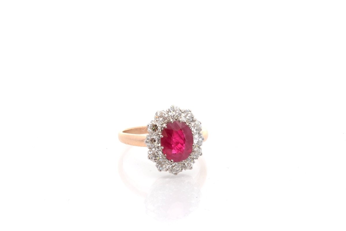 Bague rubis et diamants en platine et or - Castafiore