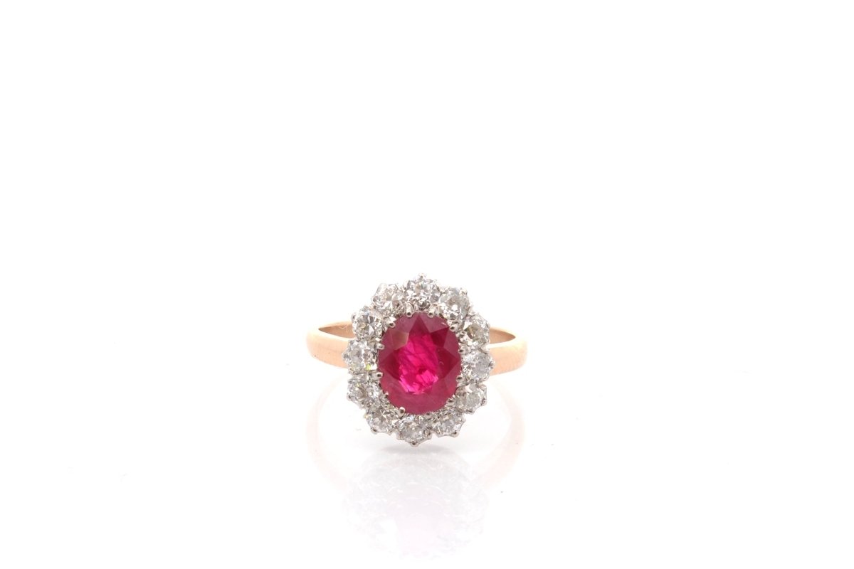 Bague rubis et diamants en platine et or - Castafiore
