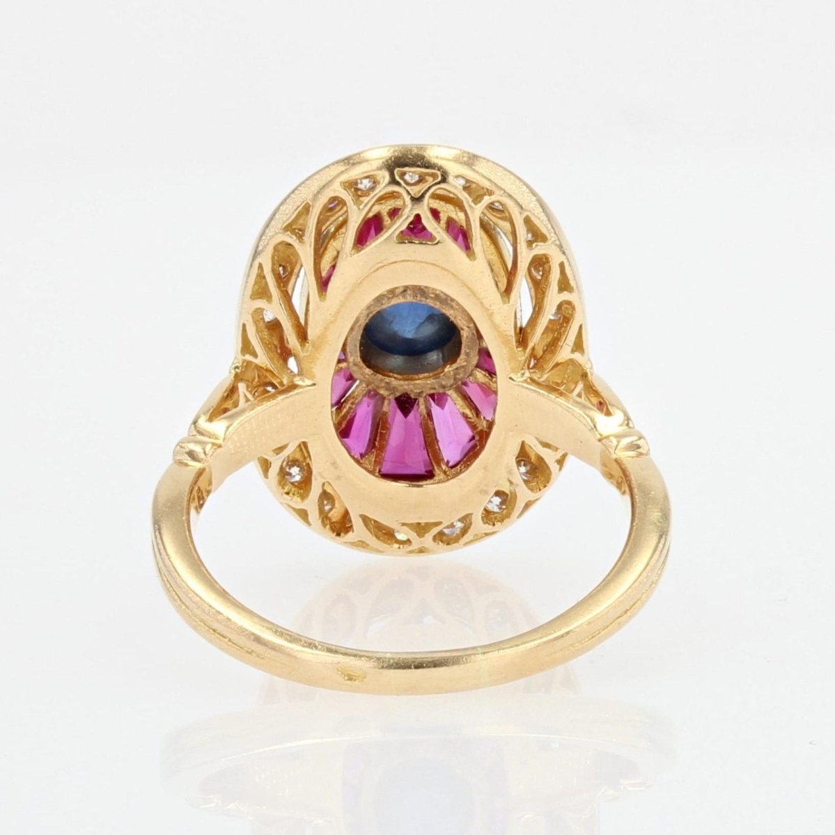 Bague rubis saphirs diamants style art déco - Castafiore