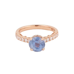 Bague Saphir Ceylan Non Chauffé 2.44 Carats Diamants Or Rose 18 Carats (Certificat) - Castafiore