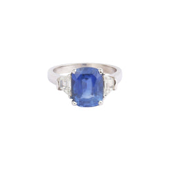 Bague Saphir coussin en or gris et diamants - Castafiore