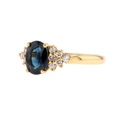 Bague saphir diamants en or jaune - Castafiore