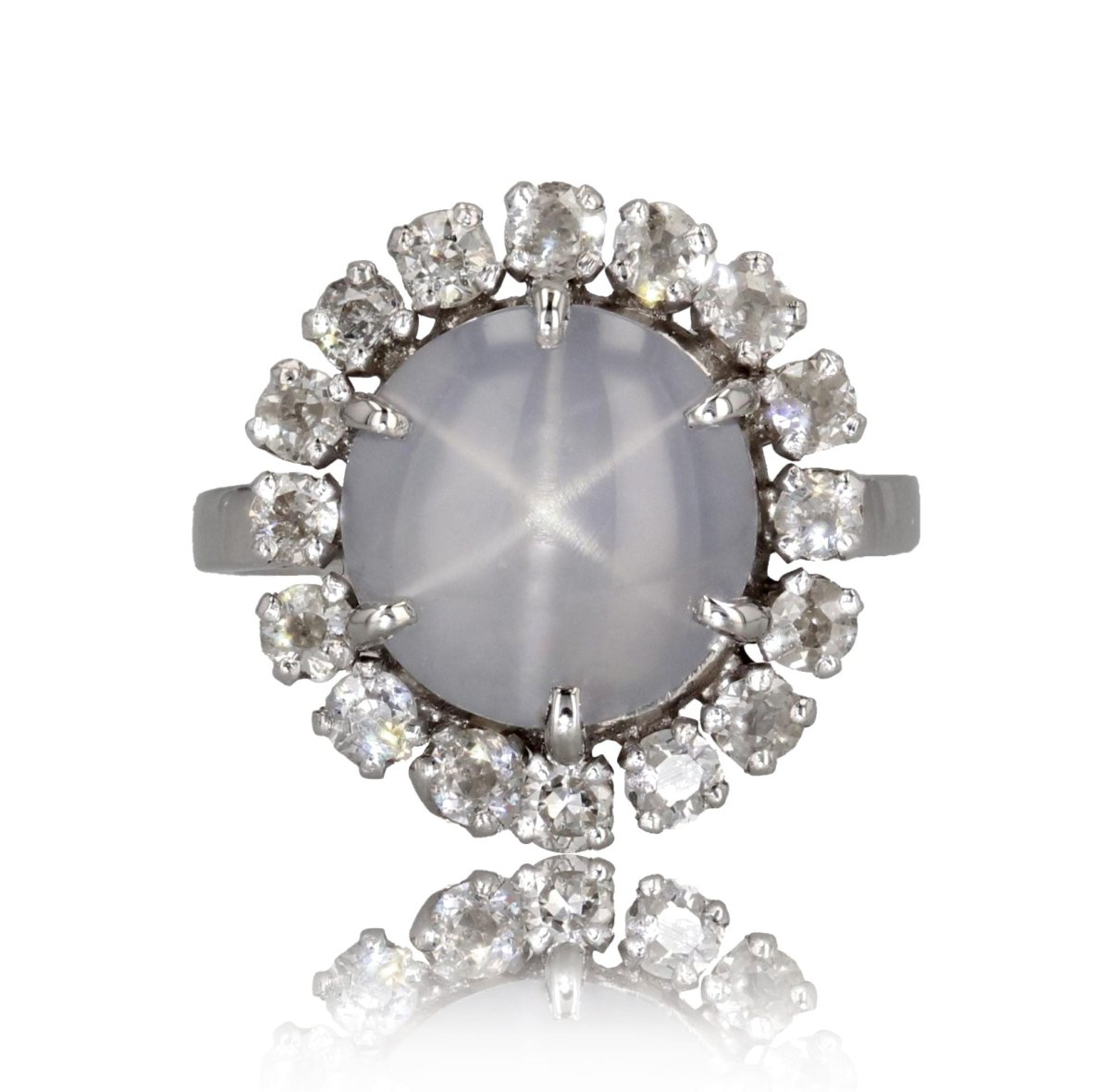 Bague saphir étoilé et diamants - Castafiore