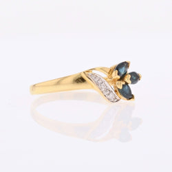 Bague saphirs navette en or jaune et diamants - Castafiore