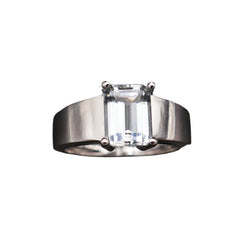 Bague Sertie d'Une Aigue Marine, Or Blanc 18 Carats. - Castafiore