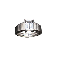 Bague Sertie d'Une Aigue Marine, Or Blanc 18 Carats. - Castafiore