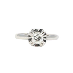 Bague solitaire Art Déco en or blanc et diamant 0,5ct - Castafiore