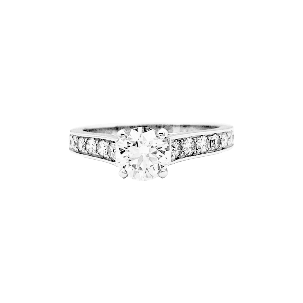 Bague Solitaire CARTIER "Solitaire 1895" en platine et diamants - Castafiore