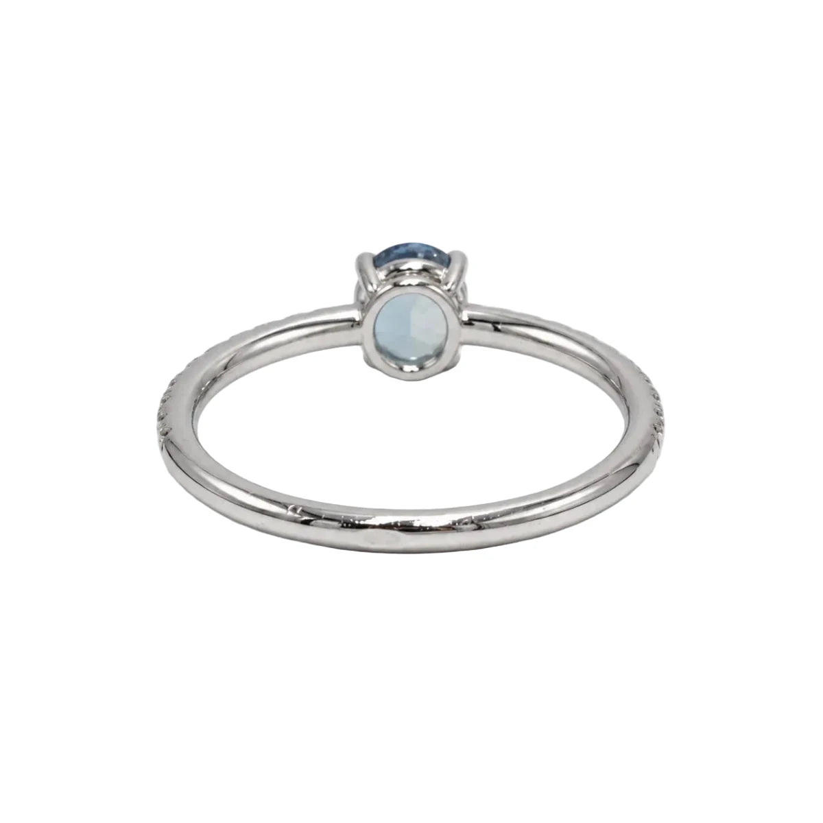 Bague Solitaire en or blanc, aigue-marine et diamants - Castafiore