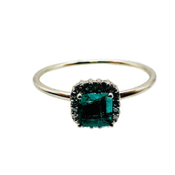 Bague Solitaire en or blanc, émeraude et diamants - Castafiore
