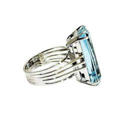 Bague Solitaire en or blanc et aigue-marine - Castafiore
