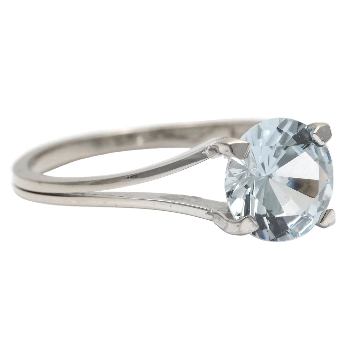Bague Solitaire en or blanc et aigue-marine - Castafiore