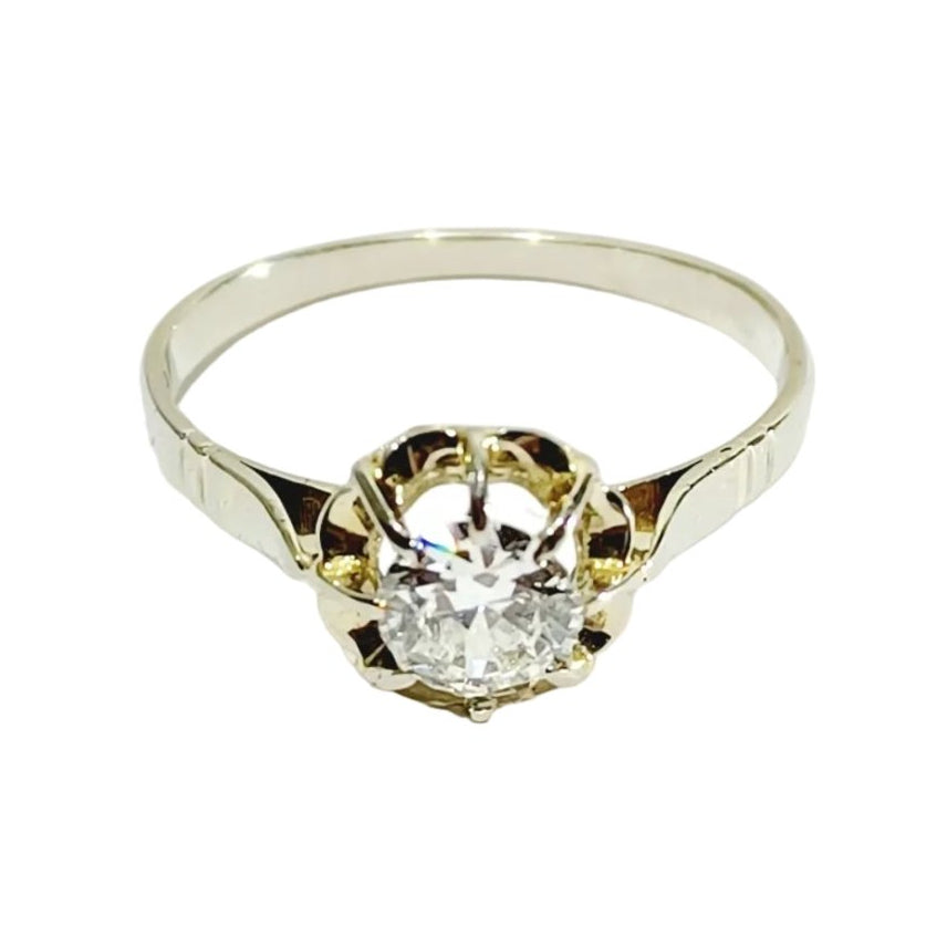 Bague Solitaire en or blanc et diamants - Castafiore