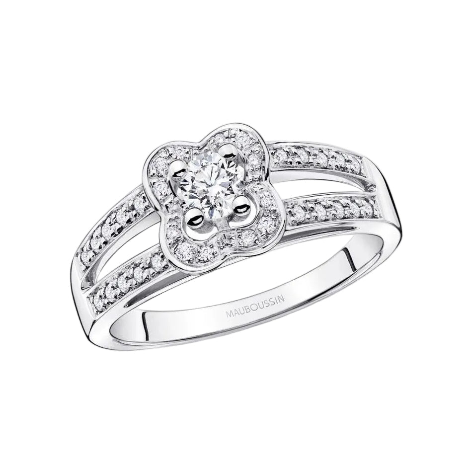 Bague Solitaire en or blanc et diamants - Castafiore