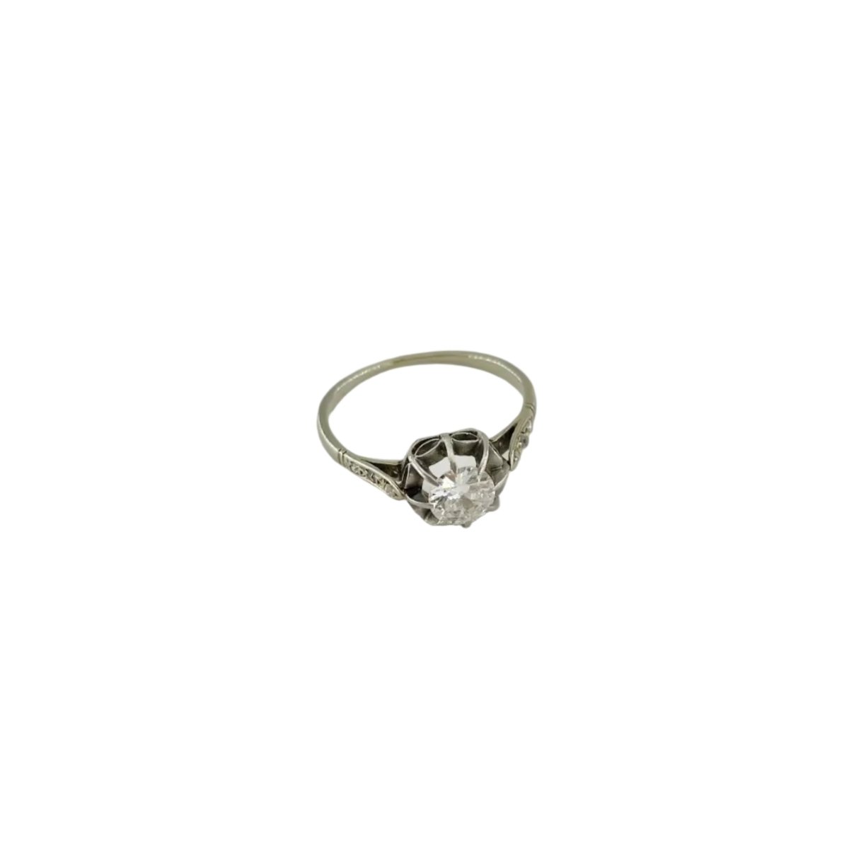Bague Solitaire en or blanc et diamants - Castafiore