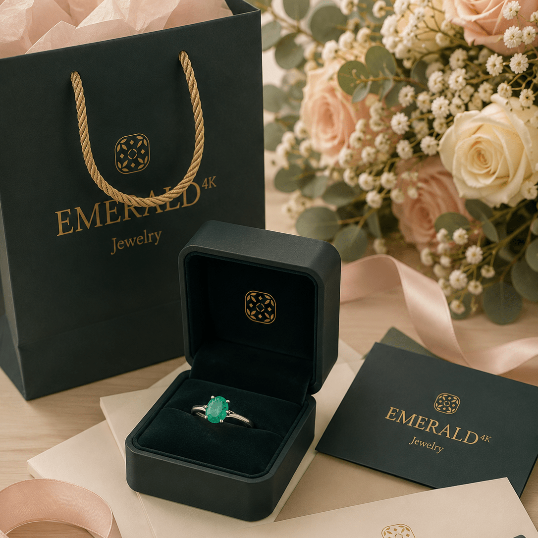 Bague Solitaire en or blanc et émeraude - Castafiore