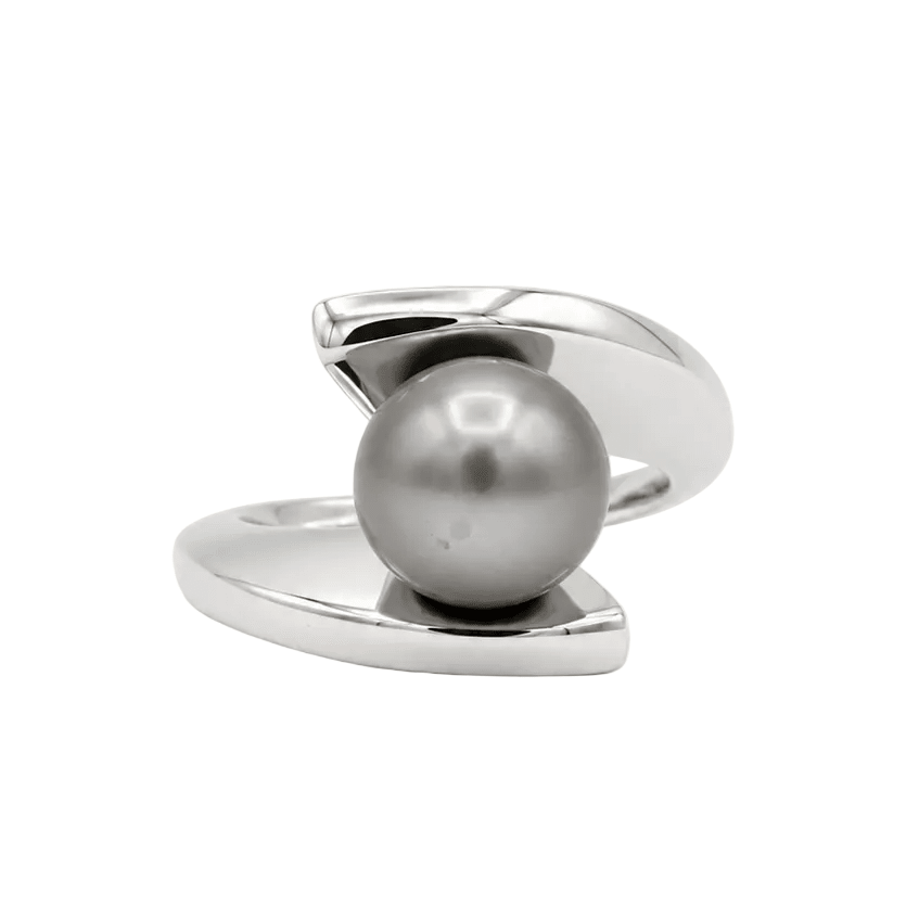 Bague Solitaire en or blanc et perle - Castafiore