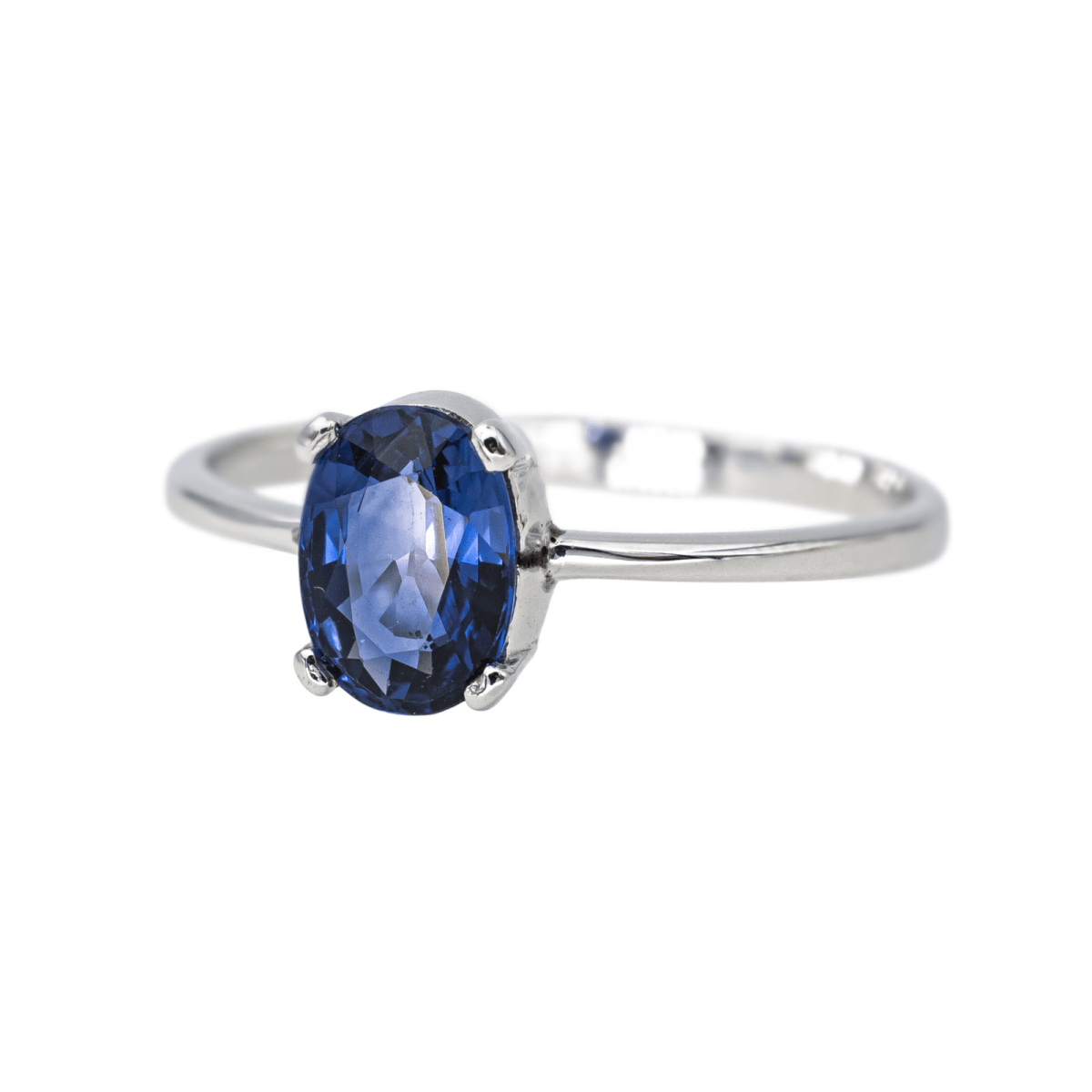 Bague Solitaire en or blanc et saphir - Castafiore