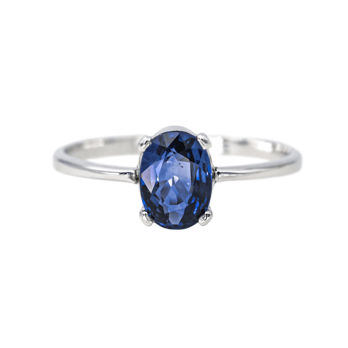 Bague Solitaire en or blanc et saphir - Castafiore