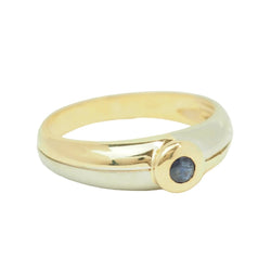 Bague Solitaire en or blanc, or jaune et saphir - Castafiore