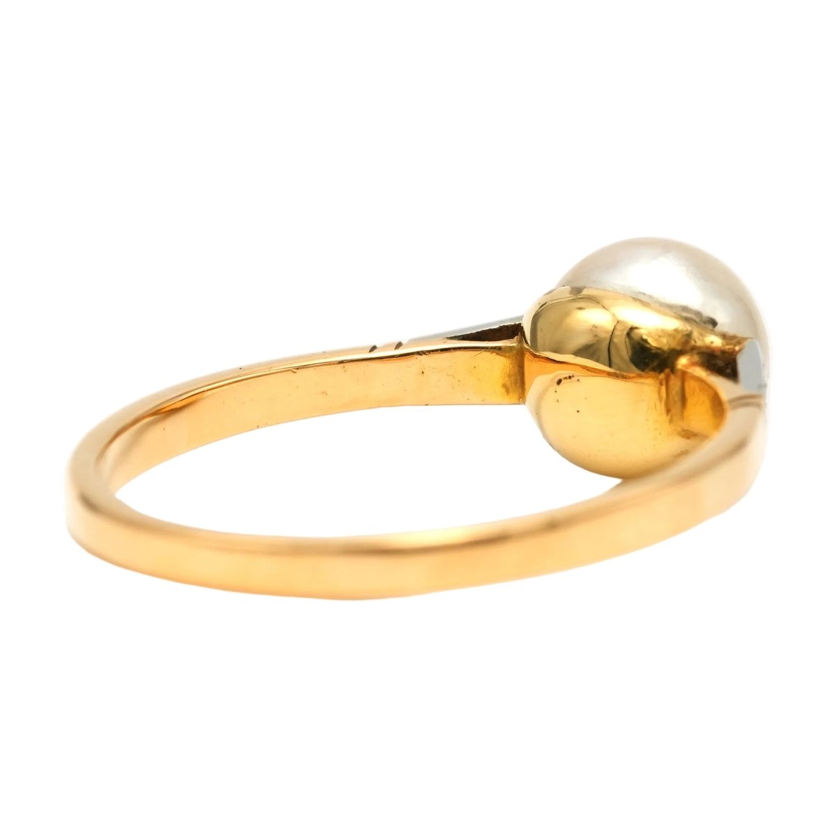 Bague Solitaire en or blanc, or jaune, perle et diamants - Castafiore