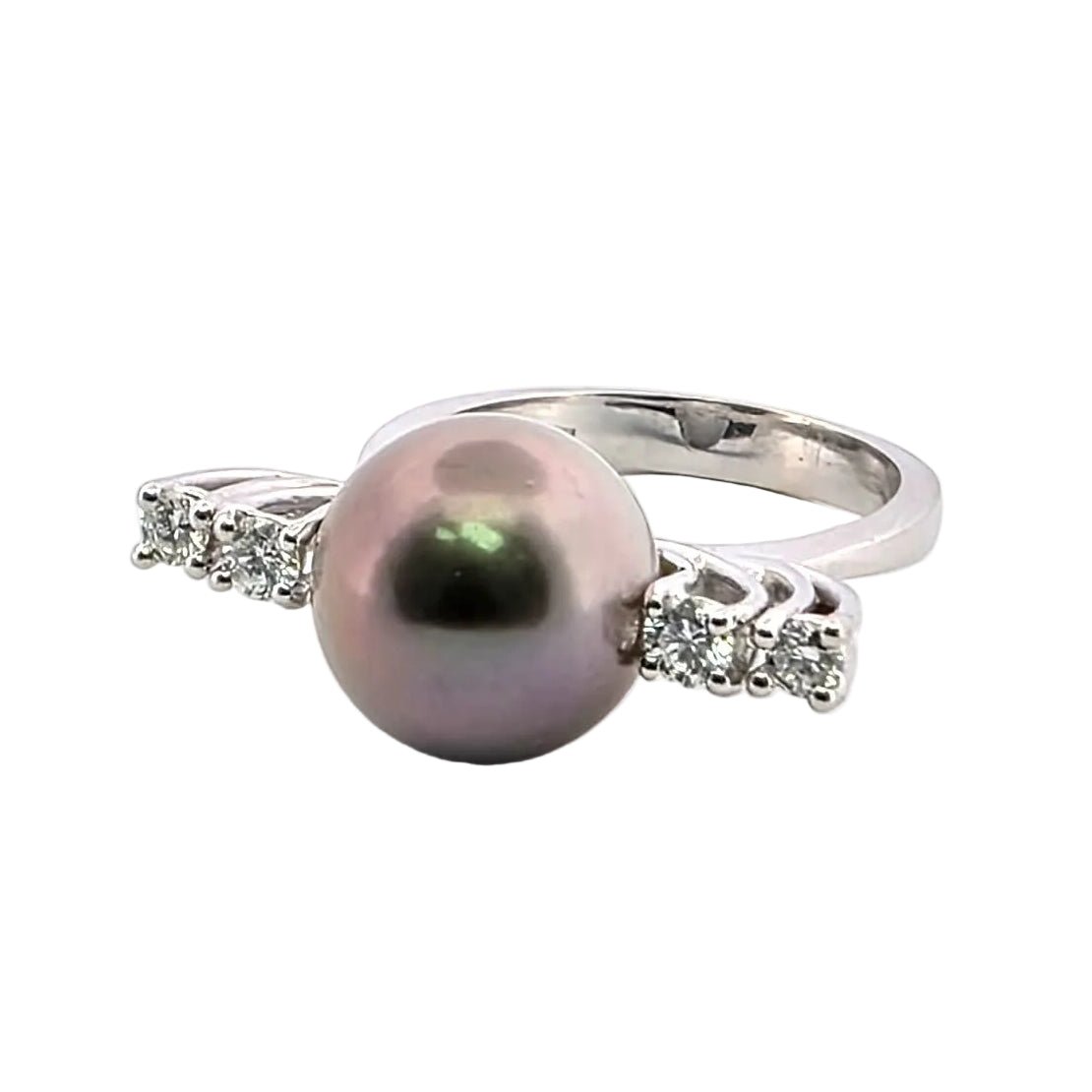 Bague Solitaire en or blanc, perle et diamants - Castafiore