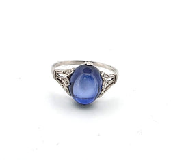 Bague Solitaire en or blanc, saphir et diamants - Castafiore