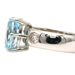 Bague Solitaire en or blanc, topaze et diamants - Castafiore