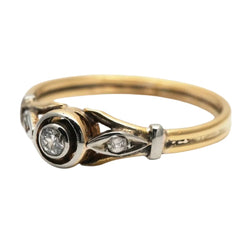 Bague Solitaire en or jaune, argent et diamants - Castafiore